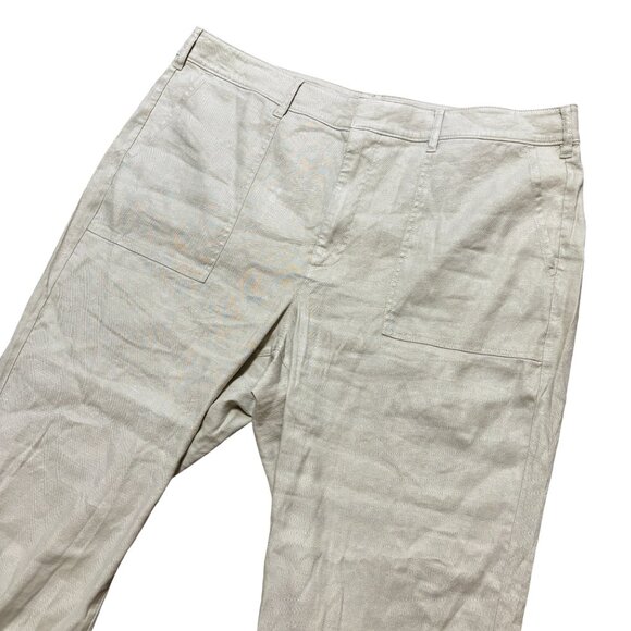 NEW NYDJ Cropped Utility Pants in Stretch Linen in Feather Tan SZ 16W - Picture 6 of 13